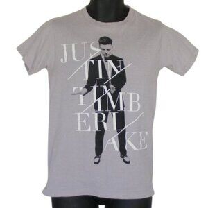 JUSTIN TIMBERLAKE Concert Tshirt, S, Gray, 2014, 2 sided, Short sleeves